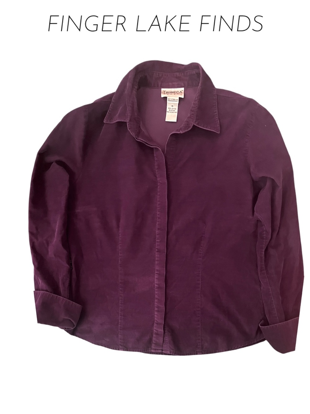 Tribeca Studio Plum Corduroy Button Front Shirt, 10